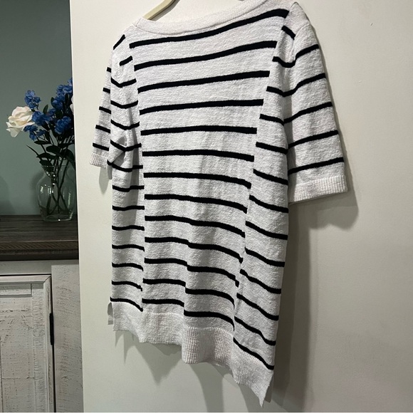 NWOT Loft Black & White Striped Short Sleeve Top - Size M - Picture 6 of 8